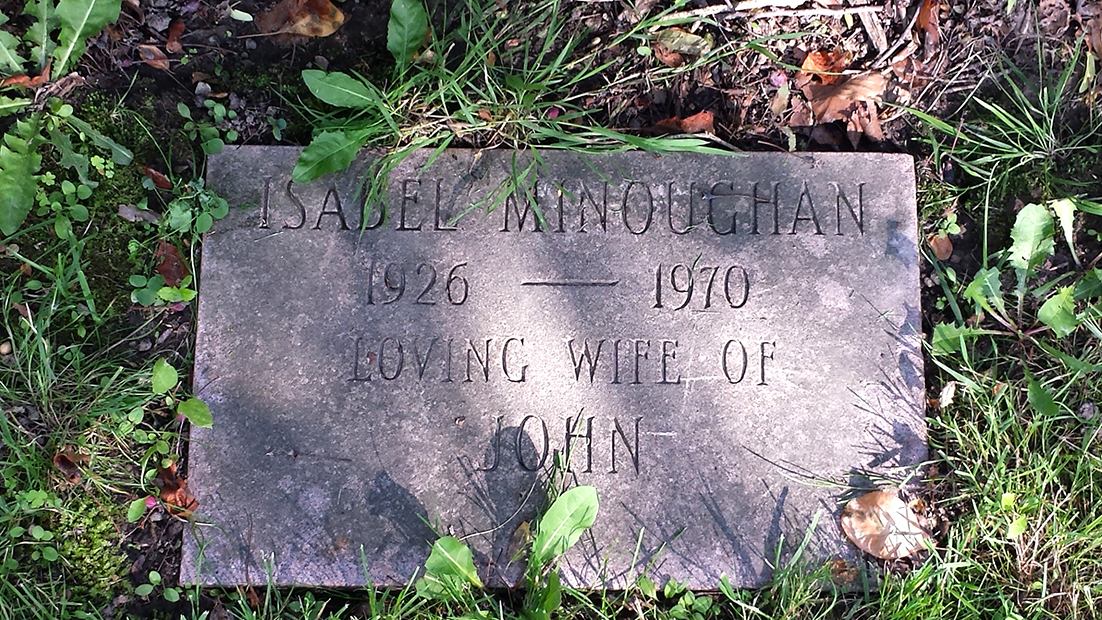 Photo of headstones/Isabel Minoughan 1926-1970 hdstn Mt Pleasant cem Toronto ON